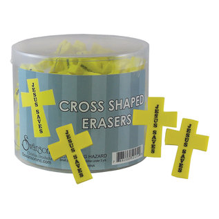 Individual Eraser - Cross, Jesus Saves, Yellow