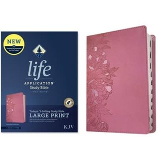 KJV Large Print Life Application Study Bible, Peony Pink Leathersoft, Indexed