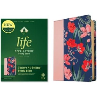 NLT Life Application Study Bible, Pink Evening Bloom LeatherLike