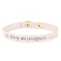 Bracelet - Be Strong & Courageous, Pink Leather with Snaps
