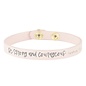 Bracelet - Be Strong & Courageous, Pink Leather with Snaps