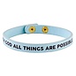 Bracelet - With God All Things Are Possible, Blue Leather with Snaps