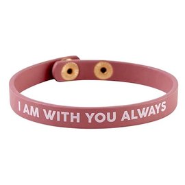 Bracelet - I Am With You Always, Red Leather with Snaps