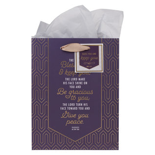 Gift Bag - Bless You and Keep You, Purple, Medium