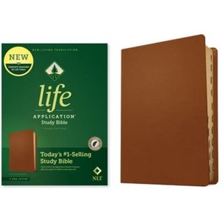 NLT Life Application Study Bible, Brown Genuine Leather, Indexed