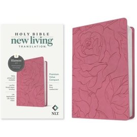 NLT Premium Value Compact Bible, Pink Rose LeatherLike (Filament)