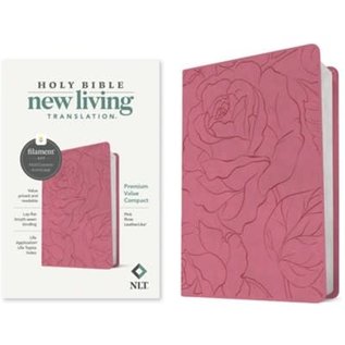 NLT Premium Value Compact Bible, Pink Rose LeatherLike (Filament)