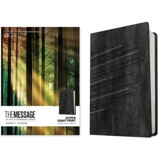 The Message Super Giant Print Single-Column Bible, Charcoal/Silver LeatherLook