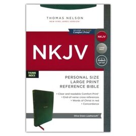 NKJV Large Print Personal Size Reference Bible, Olive Green Leathersoft, Indexed