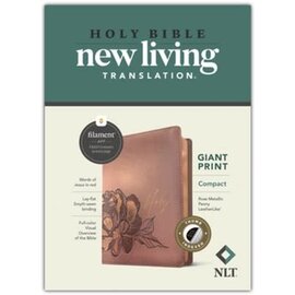 NLT Giant Print Compact Bible, Rose Metallic Peony LeatherLike, Indexed (Filament)