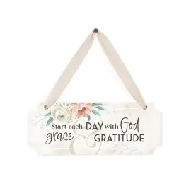 Hanging Sign - God Grace Gratitude, Ribbon