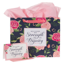 Gift Bag - Strength and Dignity, Floral, Large