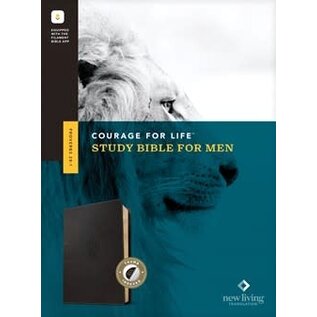 NLT Courage for Life Study Bible for Men, Onyx Lion LeatherLike, Indexed (Filament)
