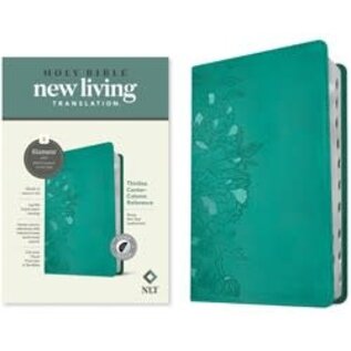 NLT Thinline Center-Column Reference Bible, Peony Rich Teal LeatherLike, Indexed (Filament)