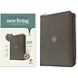 NLT Giant Print Compact Bible, Woven Cross Gray LeatherLike w/Zipper, Indexed (Filament)