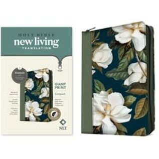 NLT Giant Print Compact Bible, Magnolia Sage Green LeatherLike w/Zipper, Indexed (Filament)