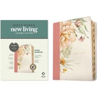 NLT Wide Margin Bible, Dusty Pink Blossoms LeatherLike, Indexed (Filament)