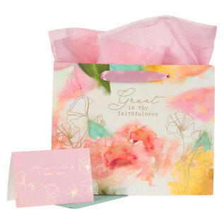 Gift Bag - Great is Your Faithfulness, Pastel, Large w/Card