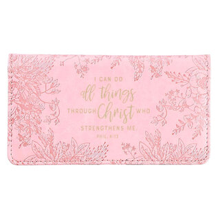 Checkbook Cover - I Can do All Things, Pink