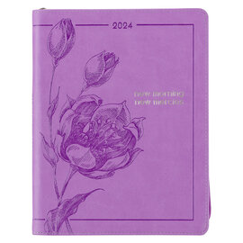 2024 18 Month Planner - New Day Mercies, Purple Faux Leather
