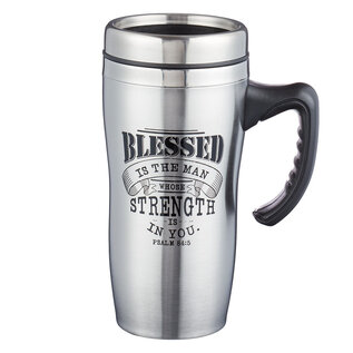 Stainless Steel Travel Mug - Blessed Man, Silver