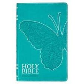 KJV Gift & Award Bible, Teal Butterfly Faux Leather