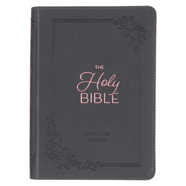 KJV Large Print Compact Bible, Cobalt Gray Faux Leather