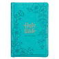KJV Large Print Thinline Bible, Vibrant Teal Faux Leather, Indexed w/Zipper