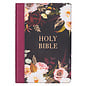 KJV Large Print Thinline Bible, Black/Burgundy Floral Faux Leather, Indexed