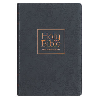KJV Large Print Thinline Bible, Floral Black Faux Leather, Indexed