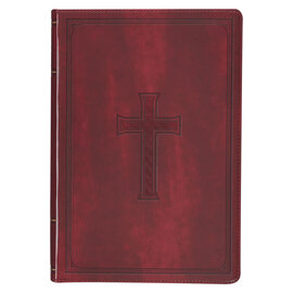 KJV Large Print Thinline Bible, Burgundy Cross Faux Leather, Indexed