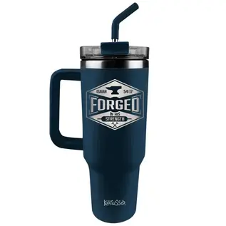 Stainless Steel Mug w/Straw - Forged in His Strength (40 oz)