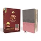 NIV Large Print Life Application Study Bible, Gray/Pink Leathersoft