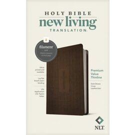NLT Premium Value Thinline Bible, Dark Brown Cross LeatherLike (Filament)