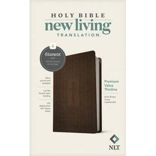 NLT Premium Value Thinline Bible, Dark Brown Cross LeatherLike (Filament)
