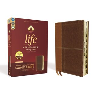 NIV Large Print Life Application Study Bible, Brown Leathersoft, Indexed