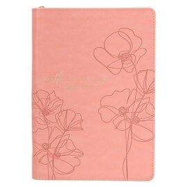 Journal -  His Mercy Never Fails, Pink Faux Leather, Zippered