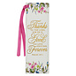 Bookmark - Give Thanks, White Floral Faux Leather