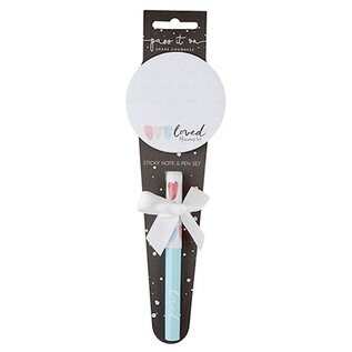 Pen w/Sticky Notepad Set - Loved