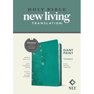 NLT Giant Print Compact Bible, Peony Rich Teal LeatherLike (Filament)