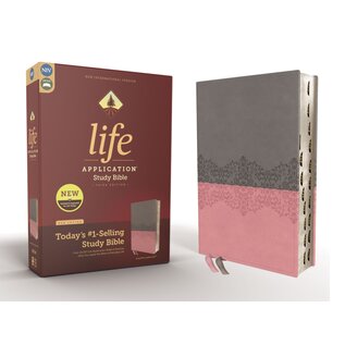 NIV Life Application Study Bible, Gray/Pink Leathersoft, Indexed