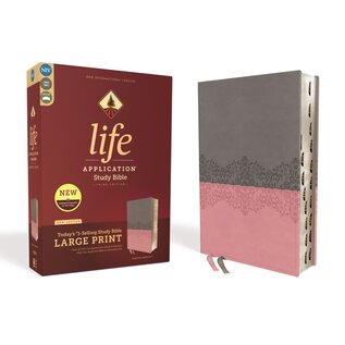NIV Large Print Life Application Study Bible, Gray/Pink Leathersoft, Indexed