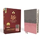 NIV Large Print Life Application Study Bible, Gray/Pink Leathersoft, Indexed