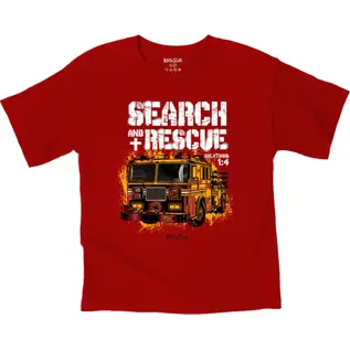 Kids T-shirt - Search & Rescue, Red Firetruck