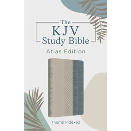 The KJV Study Bible: Atlas Edition, Taupe & Denim Crosshatch, Indexed