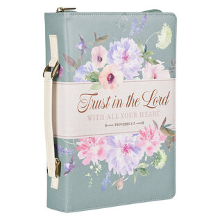 Bible Cover - Trust in the Lord, Pearlescent Pewter Floral