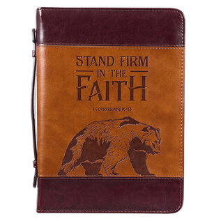 Bible Cover - Stand Firm, Bear, Brown