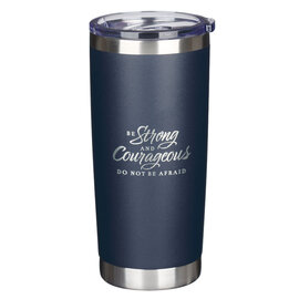Stainless Steel Tumbler - Strong & Courageous, Navy