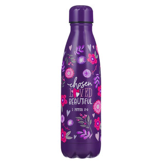 Stainless Steel Water Bottle - Chosen Loved Beautiful, Purple