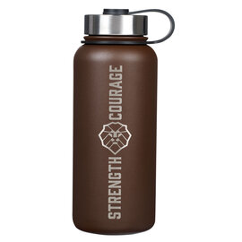Stainless Steel Water Bottle - Strength and Courage, Brown
